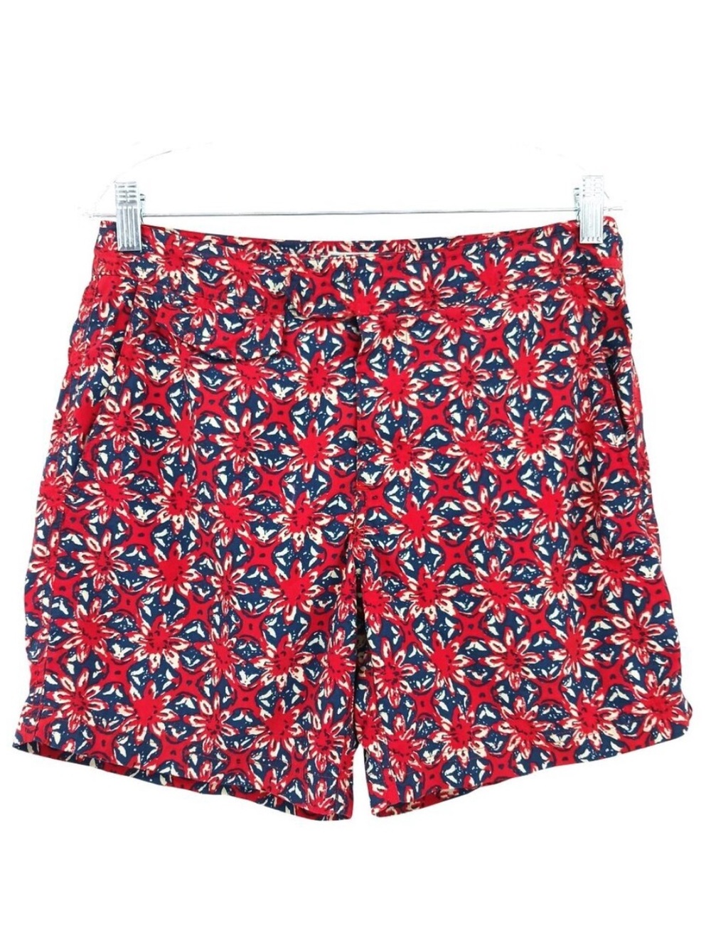 J. Crew Floral Swim Trunks Red Blue Size 30